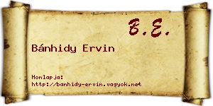 Bánhidy Ervin névjegykártya