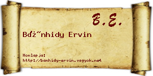 Bánhidy Ervin névjegykártya